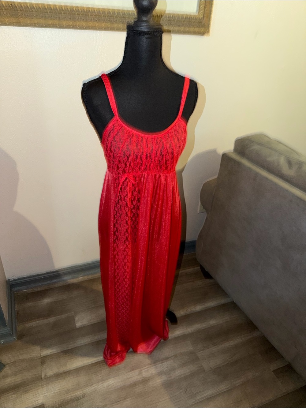 Undercover Red Lace-Panel Maxi Dress